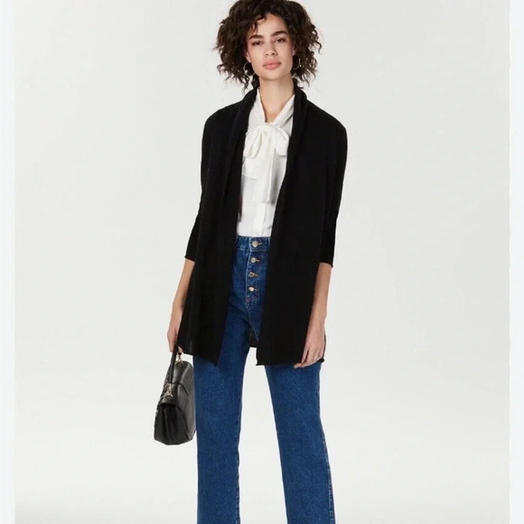 NWT Charter Club Luxury Black Cashmere Open Front Cardigan Women’s Size Large - Picture 1 of 7